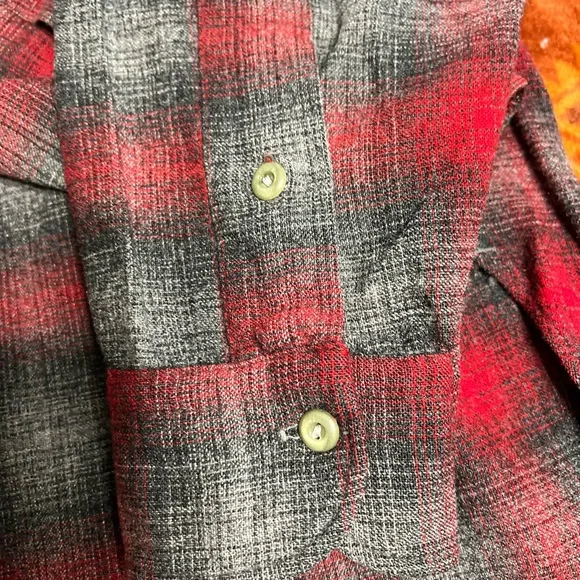 Pendleton Red and Gray Wool Button Down Shirt - Picture 5 of 6